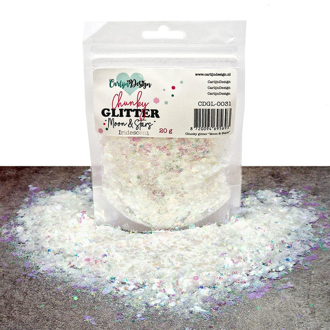 CarlijnDesign CDGL-0031 Chunky glitter Moon & Stars Iridescent