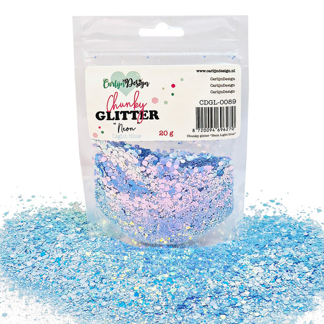 CarlijnDesign CDGL-0089 Chunky glitter Neon Light blue