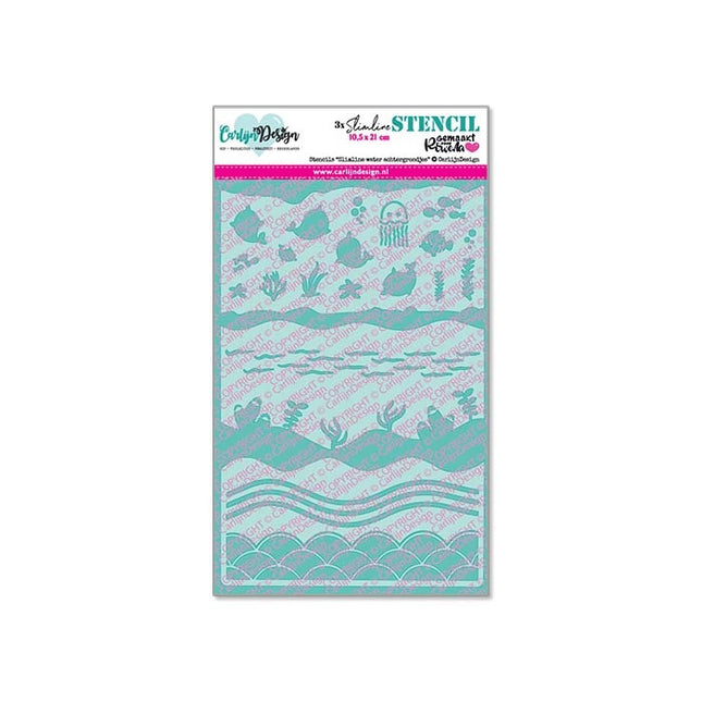 CarlijnDesign Water achtergrondjes slimline stencils CDSC-0033